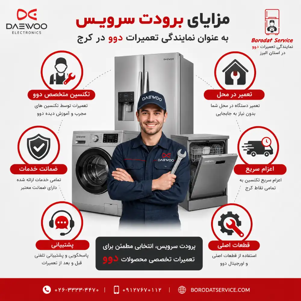 مزایای برودت سرویس به عنوان نمایندگی تعمیرات دوو در کرج