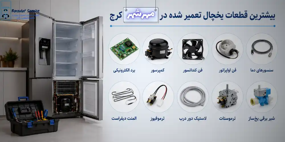بیشترین قطعات یخچال تعمیر شده در مهرشهر کرج
